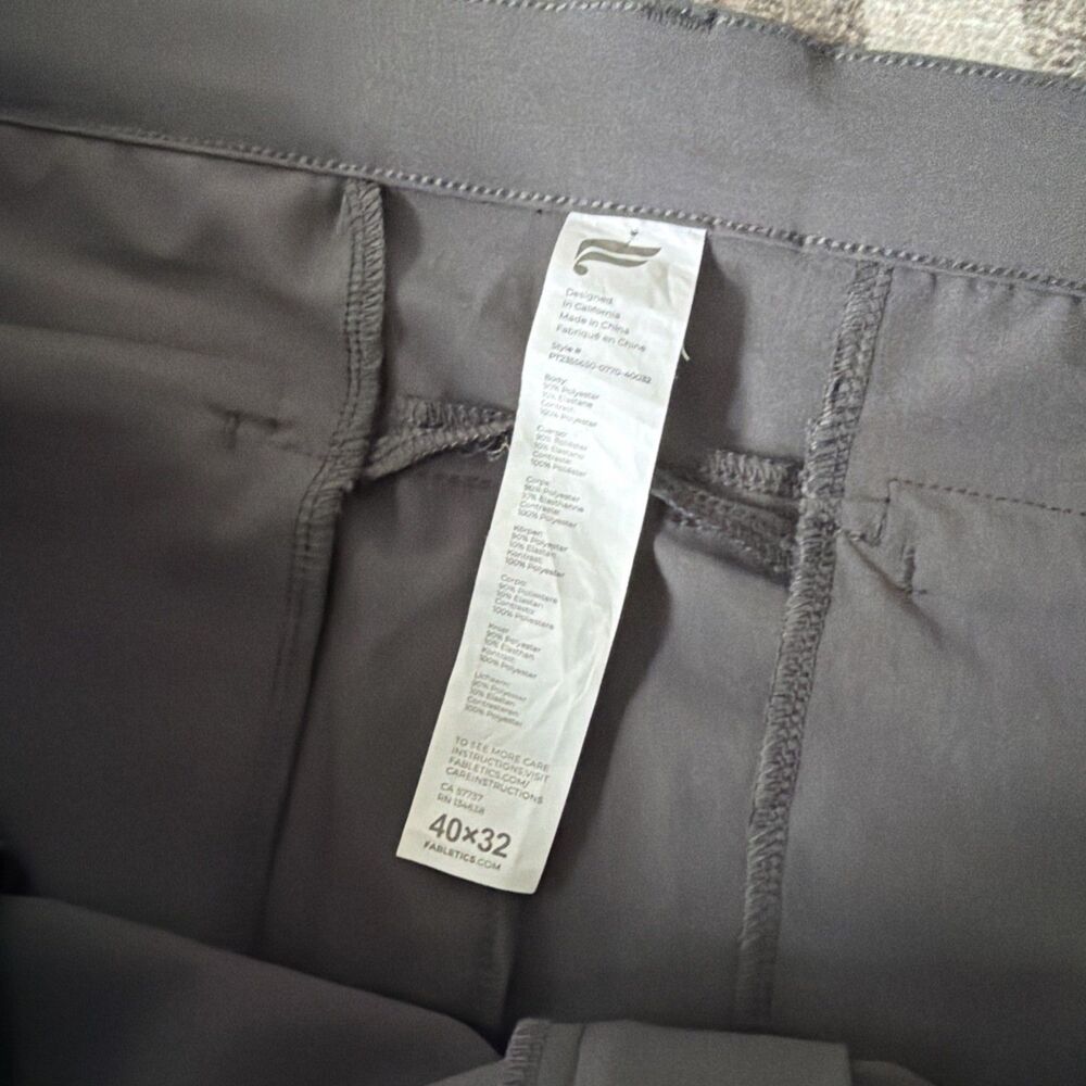 Fabletics The Only Pant Mens 40x32 Slim Fit Heather Grey Water Resistant - Picture 2 of 3